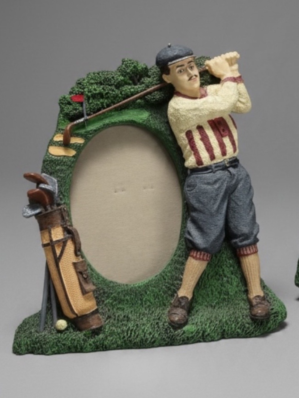 Vintage Golfer Oval 3D Picture Frame by Fiji Graphics